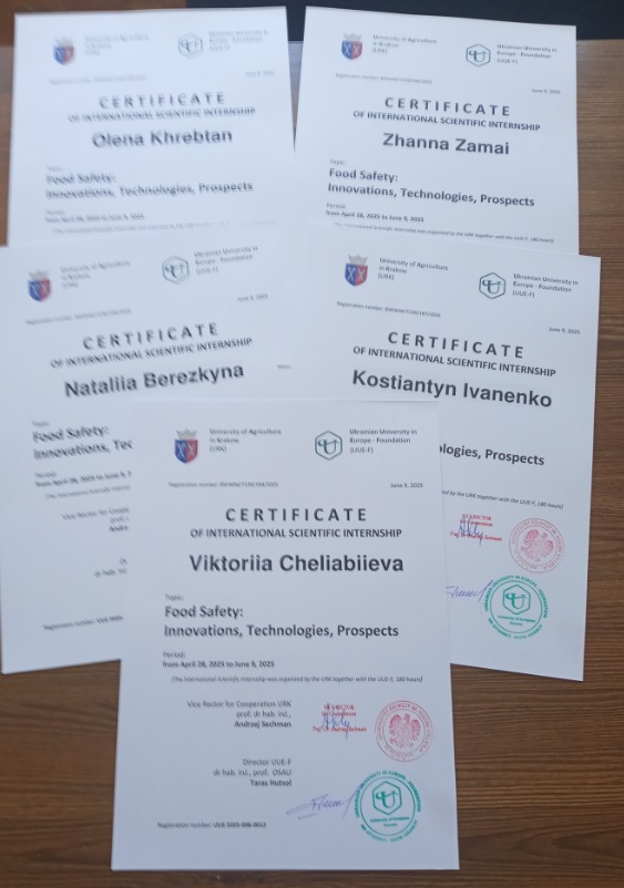 Міжнародне стажування за програмою “Food Safety Innovations, Technologies, Prospects”.